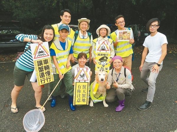 陸蟹抱卵過馬路 開車禮讓牠們